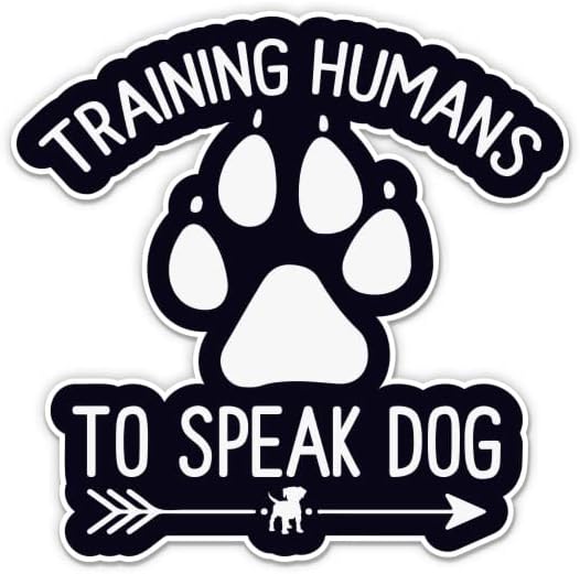 אימונים בני אדם לדבר מדבקות כלבים - 2 חבילות של מדבקות 3 אינץ ' - ויניל אטום למים לרכב, טלפון, בקבוק