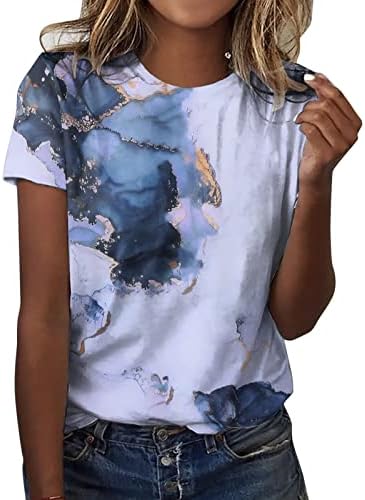 חולצות מצחיקות של Xiloccer לנשים דפוס קיץ מדי יום הדפסת צוואר גופיות צוואר חולצות אימון שרוול קצר מזדמן
