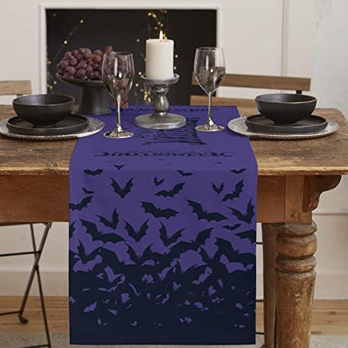 רץ לשולחן ליל כל הקדושים של אויאטון, רץ לשולחן עטלף סגול למסיבת חג ליל כל הקדושים קישוט שולחן אוכל למטבח,
