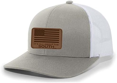 זה הכל על דרום פטריוטי אמריקאי דגל לייזר חקוק עור תיקון נהג משאית כובע בייסבול כובע