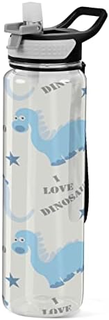 בקבוק מים של דינוזאור של ג'ומביר עם מכסה קש, 32 גרם BPA חינם בקבוק מים ספורט פלסטיק ברורה לחדר כושר, טיולים,