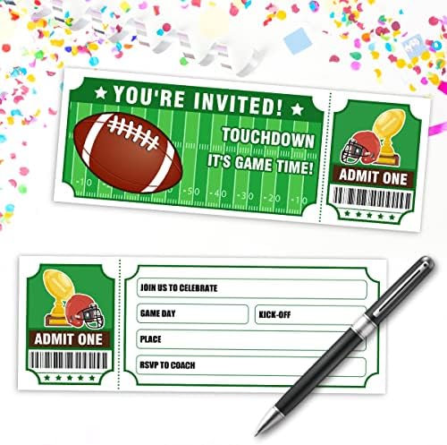 30 הזמנה ליום הולדת לכרטיס כדורגל עם מעטפות - הזמנת כרטיס כדורגל אמריקאית - ספורט מסיבות כדורגל להזמנת