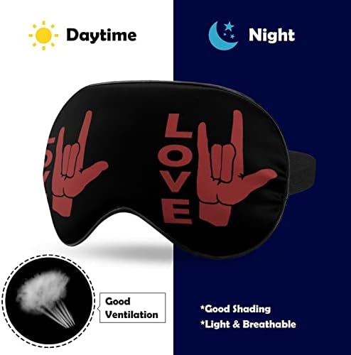 ASL אני אוהב אותך שפת סימן מסכת שינה קלת משקל מכסה עיניים מסכת עיניים מכסה עם רצועה מתכווננת לגברים נשים