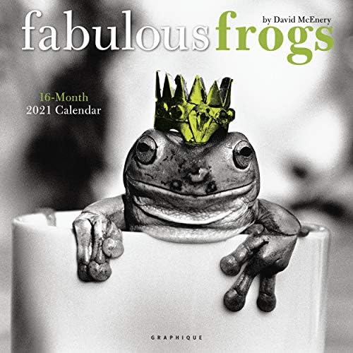 Graphique צפרדעים נהדר לוח שנה קיר, לוח השנה הקיר של 16 חודשים 2021 עם צילומי דיוויד מקנרי
