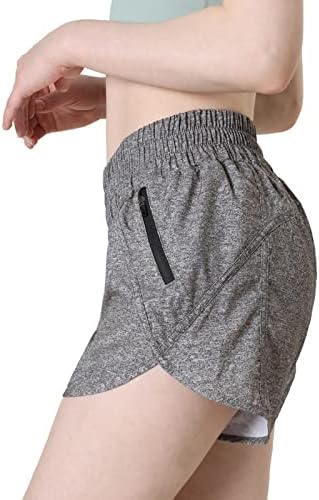 Aurefin 4 '' מכנסי ריצה נמוכים במותניים, מכנסיים קצרים אתלטי יבש מהיר עם אניה וכיס רוכסן