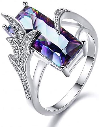 קשת לוקסוס תכשיטי אוניאמאני מיסטיק טופז טבעת 925 טבעת נישואים של נשים כסף גודל 6-10