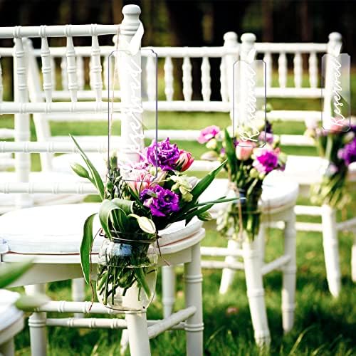 6 חלקים שלטים שמורים לכיסאות חתונה תג אקרילי שלטים שמורים תלויים שלטים שמורים עם סרט לחתונה אירועים