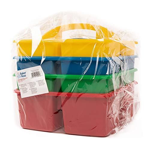 Baker Ross Ax320 אחסון פלסטיק קאדי לילדים - חבילה של 4, נהדר לארגון בכיתה, כלי או שולחן מסודר,
