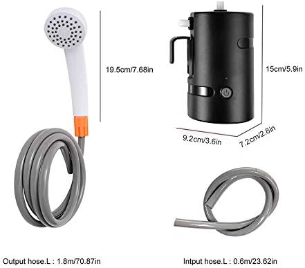 מקלחת ניידת מקלחת קמפינג חיצונית עם נורות LED, USB אטום למים נטענת מקלחת ניידת לקמפינג, טיולים רגליים