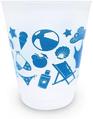 סט ספל מסיבת חוף של 10 - כוסות פלסטיק ברורות לשימוש חוזר - BPA בחינם - כוסות פלסטיק חיצוניות בלתי ניתנות לשבירה