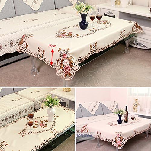 מפת שולחן ברקמה של Faddare אירופית, מטליות שולחן פרחים פסטורליות מכסה מטבח מלבני דקורטיבי הדפסת פרחים שולחן