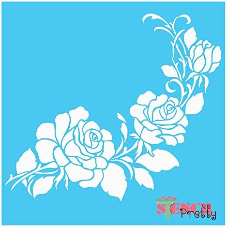 סטנסיל ורד פרחוני הטוב ביותר ויניל שבלונות פינת פרחים גדול