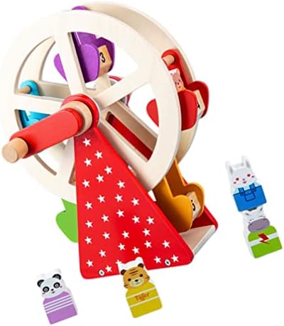 Ganazono צעצועי עץ צעצועים התפתחותיים גלגל עץ גלגל קרנבל צעצוע חיה תואם משחק צעצוע