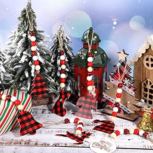 8 חתיכות קישוטים לעץ חג המולד חג המולד בופלו משובץ קישוטים תלויים קישוטים