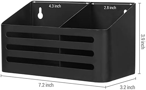 מודרני קיר רכוב שחור מתכת יבש למחוק סמן מחזיק עם 2 תאים דק קדמי עיצוב, משרד אספקת שולחן עבודה אחסון סל