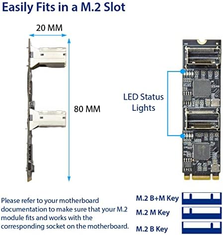 8 יציאה ללא פשיטה SATA III 6GBP/S עד M.2 B+M מתאם מפתח PCI-E 3.0 x2 פס עם