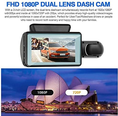 פגוש קמארה פרה קארו מצלמות חכמות מצלמות DVR מכונית עם עדשה כפולה 3 סינץ 'מסך תצוגה 1080p HD מקליט