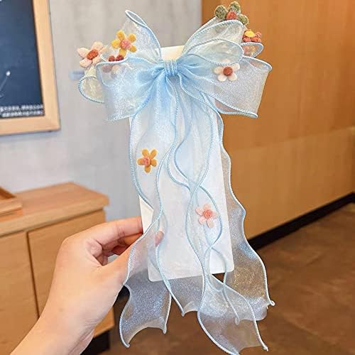 Bybycd בסגנון קוריאני סיכות שיער מתנה נסיכה קליפ קלוע שיער אחורי של ראש ראש קשת מתוק פרח קוואי פרח