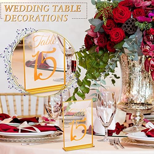 20 חבילה אקריליק שולחן מספרים לחתונה זהב שולחן מספר 1-20 מודפס שולחן סימנים עומד קבלה 4 איקס 6 אינץ קליגרפיה