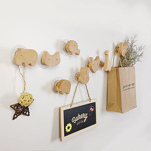 Anyu מעיל מעץ ווים קיר רכוב, 4 חבילות חיות יצירתיות חמודות ווים קיר עץ קולבי וינטג 'לכובע, מגבת, מפתח,