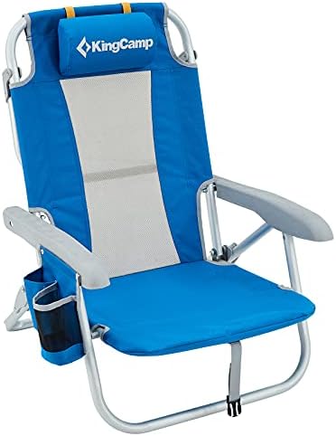 קינקאמפ קמפינג ביץ 'מבוגרים 2 חבילות קיפול כיסא קל משקל עבור מדשאה חיצונית 5-עמדות מתכווננות עם מחזיק