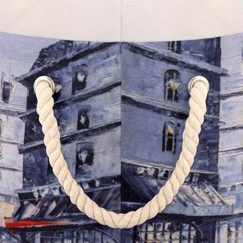 פריז מגדל אייפל ציור גדול עגול סלי אחסון סלי כביסה עם ידיות שמיכת אחסון סל עבור מדפי רחצה פחי לארגון