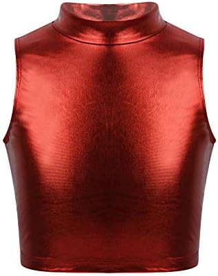 Acsuss Kids Birts Metallic Mock Neck Crops Top