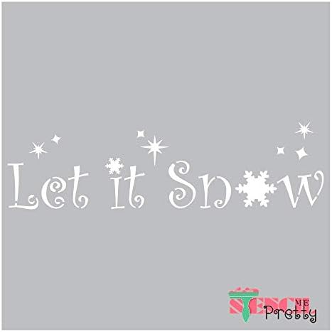 סטנסיל - תן לזה פתיתי שלג שלג ארץ חג חג המולד של סימני חורף פרימיטיביים מיטב שבלונות גדולות לציור על עץ,