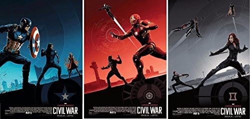 קפטן אמריקה: מלחמת אזרחים של 3 כרזות סרטי פרומו מקורי
