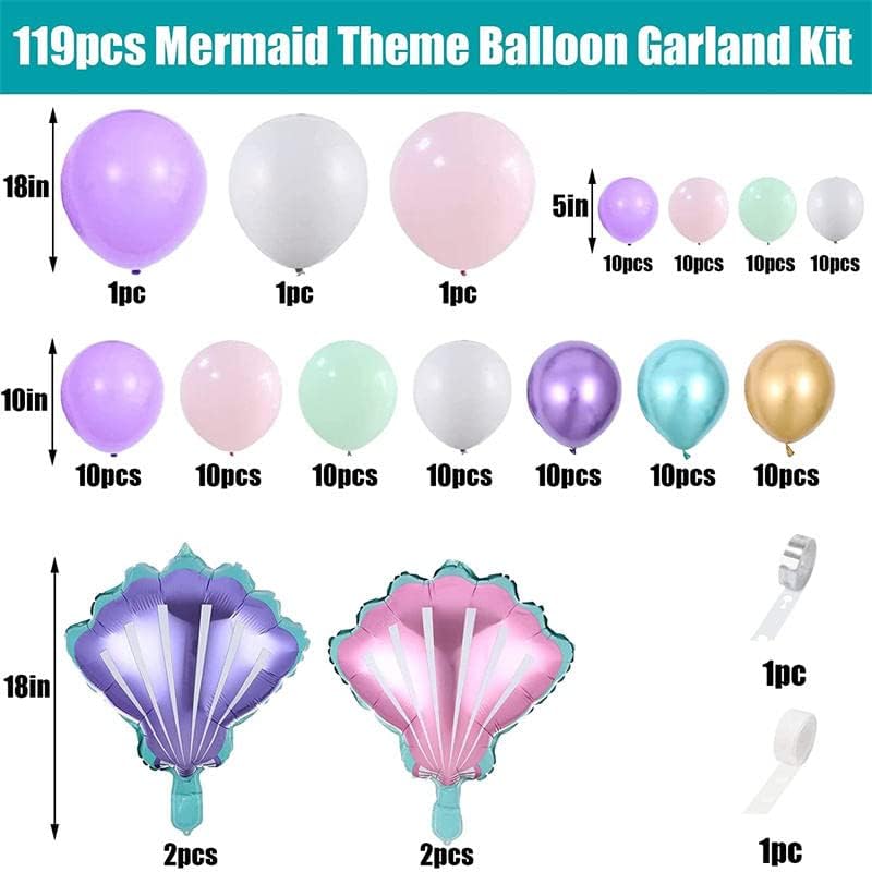 Seashell Balloon Garland Arch Kit- Marmaid מסיבת נושא