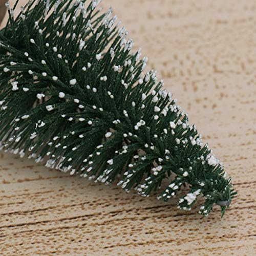 Besportble 10 יח 'עץ חג המולד מיני עץ אורן מלאכותי עם שלג כפור עץ בסיס עץ שולחן שולחן שולחן קישוטי חג המולד קישודים