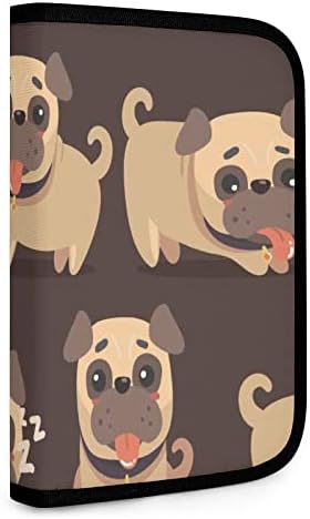 Cartoon Brown Pug Dog Dog Du-Fless To-Fless Holder Pocket Multifunct