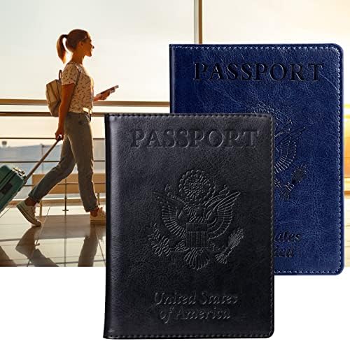 2 מארז דרכון וחיסון כרטיס מחזיק קומבו, טיגארי דרכון מחזיק עם חיסון כרטיס חריץ, נסיעות יסודות עבור גברים נשים, דרכון