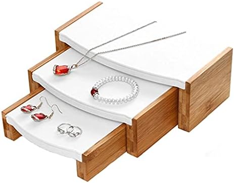 קינגקס סט של במבוק סיבי עור מפוצל תליון שרשרת דוכן תצוגת צמיד טבעת עגיל תכשיטי אחסון מדף