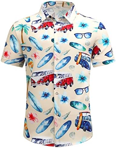 שלוקי הוואי חולצה לגברים, יוניסקס קיץ החוף מזדמן קצר שרוול כפתור למטה חולצות, מודפס צללי בגדי