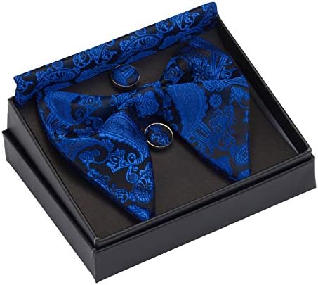 גוסלסון אופנה חדשה פייזלי מתכוונן מראש קשור גדול עניבת פרפר כיס כיכר חפתים סט עם אריזת מתנה
