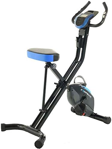 Exerpeutic 675 XLS Bluetooth טכנולוגיה חכמה מתקפלת אופניים אימונים זקופים, 400 קילוגרמים, שחור/כחול