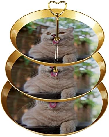 3 שכבת קאפקייקס סטנד מגדל קפקייקס מגדל עוגת קאפקייקס מגדל עץ קינוח למסיבות אירועים עיצוב, חתול חיה נוף