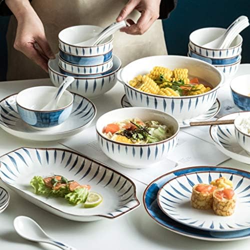 צלחת ארוחת ערב של Sudemota תבשיל הקרמיקה שנקבע עם עיצוב דפוס צבע צבוע, שימוש ביתי יצירתי ודיני