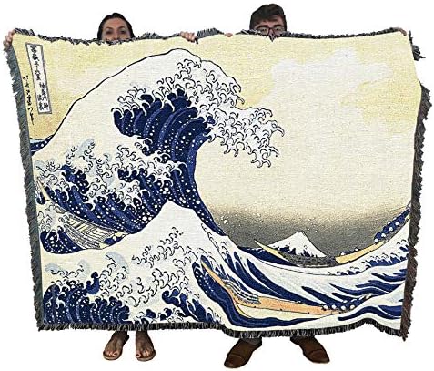 אור אורגים טהורים גל גדול של שמיכת קנגאווה מאת Katsushika Hokusai - זריקת שטיחי מתנה לאמנות זריקה ארוגה
