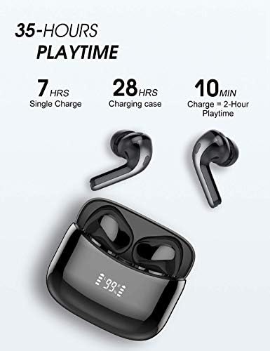 MRLTOP אוזניות אלחוטיות 5.0, אוזניות Bluetooth בתוך האוזן, זמן משחק של 35 שעות, מטען מהיר של USB-C,