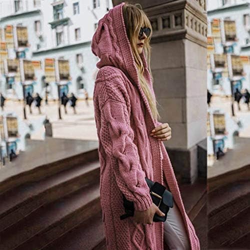 כיסי מעיל נשים ארוך שרוול פס סוודר קרדיגן מעיל