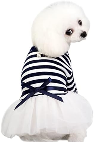 שמלות כלבים של JECIKELON חצאית כלבלב: שמלת נסיכה של כלב מחמד פסים בגדי גור כלב כלב בגדי אביב קיץ לכלבים בינוניים