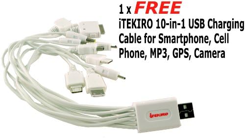 ערכת מטען סוללות לרכב של ITekiro AC DC עבור Canon CBC-E5 + ITEKIRO 10 ב -1 USB כבל טעינה