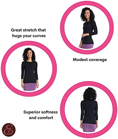ESTEEZ 3/4 חולצת טריקו כותנה לשרוול לנשים שכבות בסיס עליון בכושר תחת קרצוף