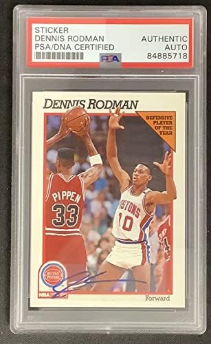 דניס רודמן חתם 1991 NBA 64 מדבקת כרטיס כדורסל ￼ חתימה PSA/DNA - כרטיסי חתימה בכדורסל