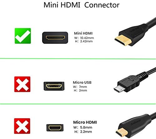 Mini HDMI ל- HDMI כבל 3ft, anbear מהירות גבוהה Mini HDMI ל- HDMI כבל 4K × 2K תואם למצלמת DSLR, מחשב