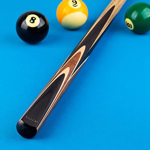 Elite Elsnk04 Snooker Pool Cue - Ashwood, Acacia Wood עם פורניר לבן ושחור