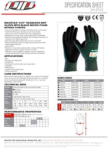 Maxiflex 34-8743 כפפות ירוקות כפפות ניטריל מיקרו-קופית אחיזה ואצבעות-עמידות לאחיזה ושחיקה מעולה