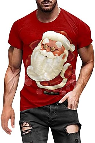 חולצות טריקו לחג המולד של XXBR לגברים, 2022 חג המולד של גברים סנטה קלאוס הדפס שרוול קצר מצחיק גרפיקה